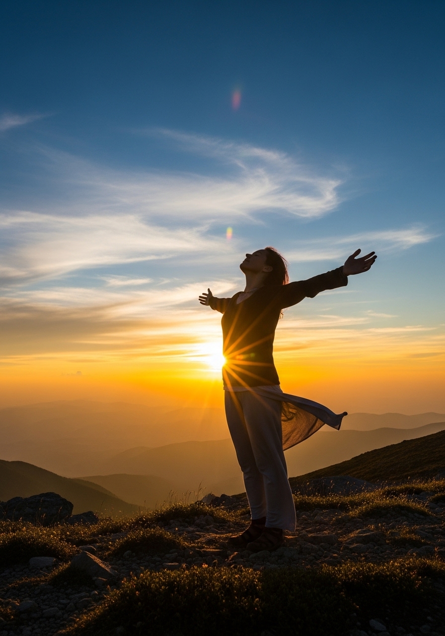 Christian standing in sunlight symbolizing faith over fear.