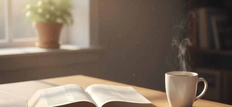 Open Bible and morning light representing starting your day with short powerful verses.
